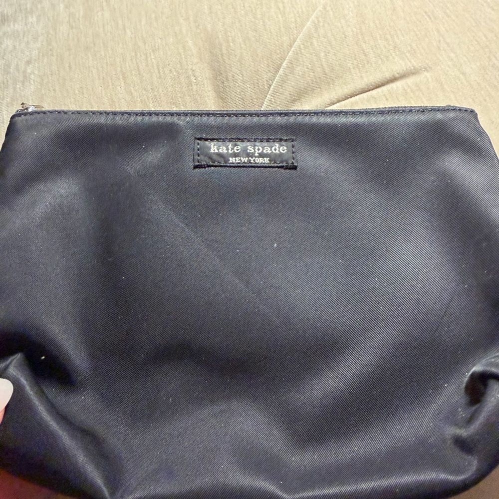 kate spade black nylon zip pouch with interior logo